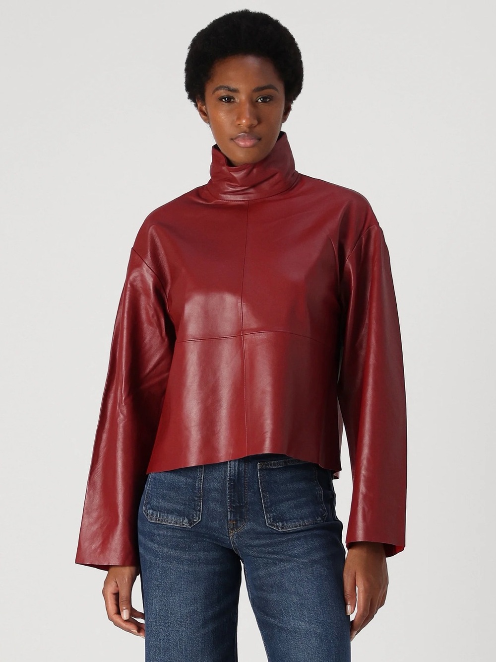 Day Birger et Mikkelsen Women’s Red Leather High-Neck long sleeve top